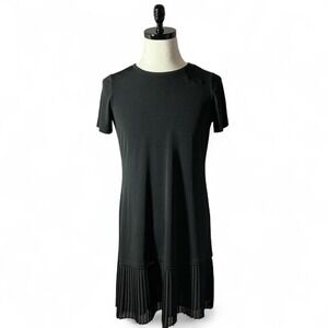 NWT Michael Kors Black T-Shirt Dress Pleated Hem Size M‎